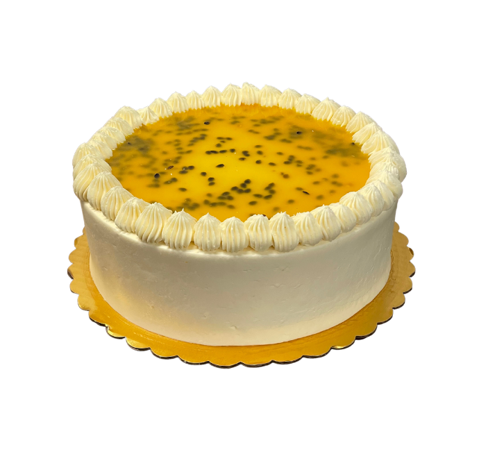 Yellow cake con crema y buttercream de maracuyá de 9"         
