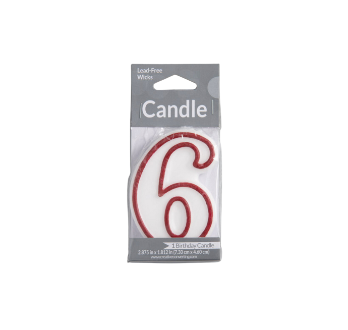 Vela Candle  3" Red Outlined #6