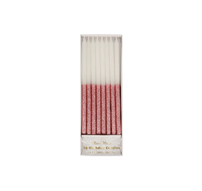 Vela Gold Rose Glitter Dipped  Candles                            