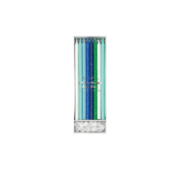 Vela Green glitter dipped candles