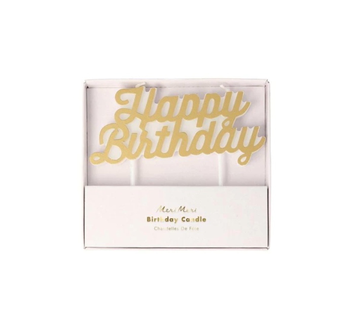 Vela happy birthday gold candle