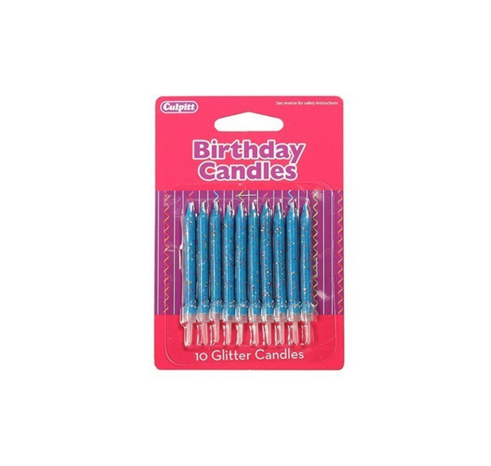 Velas Glitter Blue 10 uds.