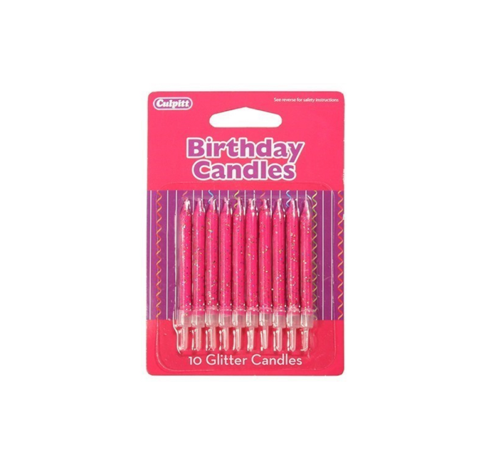 Velas Glitter Fuchia Pink 10 uds.