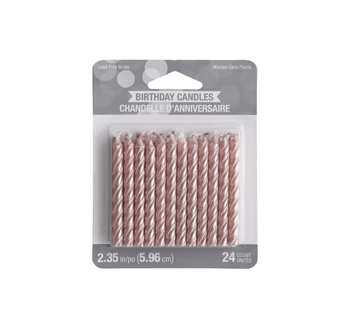Velas Metallic Rose Gold Spiral 24 uds.