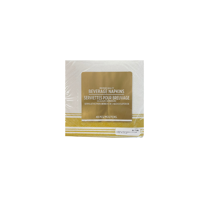 Servilletas chica blanca con rayas doradas 40 uds.