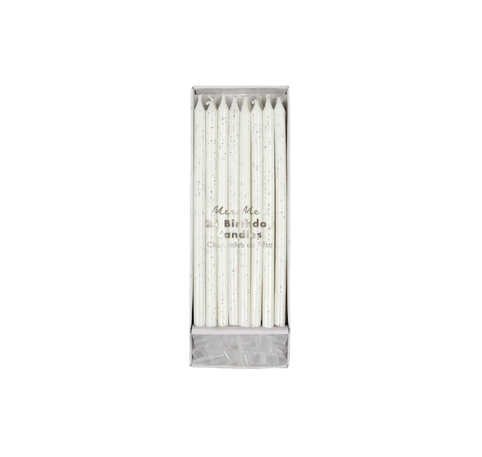 Vela silver glitter 24 u.