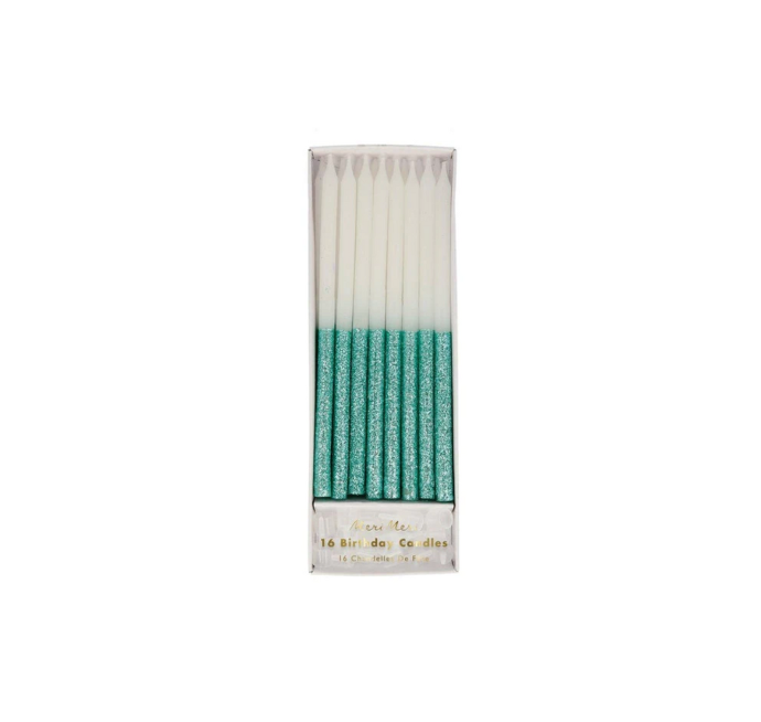Vela blue & green glitter 24 u.