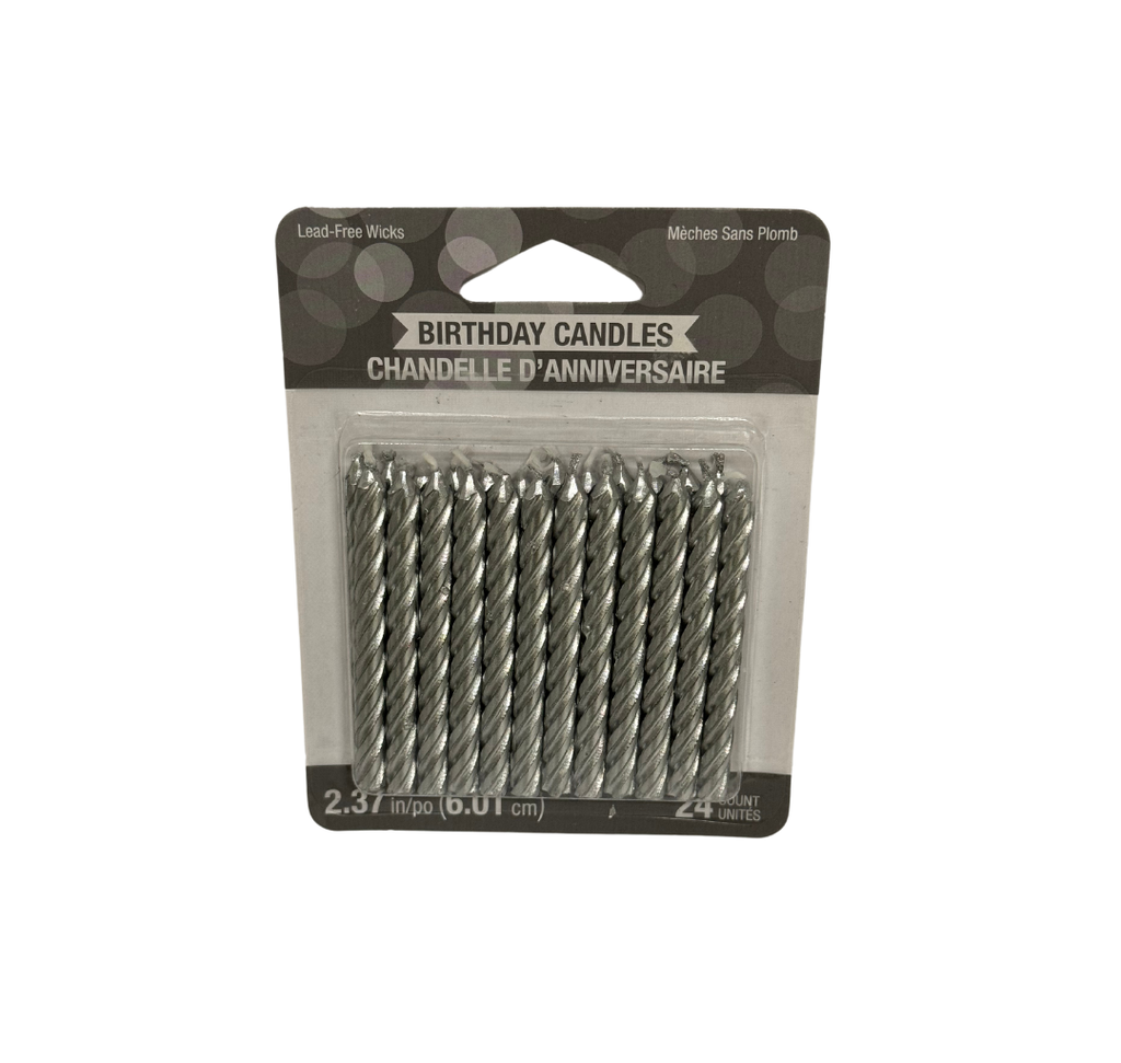 Velas Metallic silver spiral 24 uds.