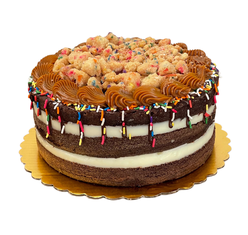[024842] Cake de chocolate con cream cheese, manjar y funfetti crumble 9"