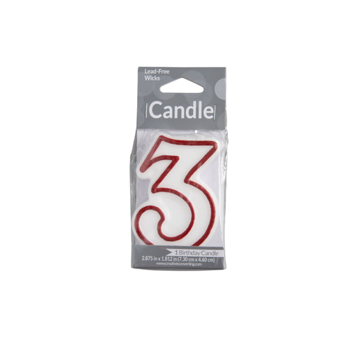[025454] Vela Candle  3" Red Outlined #3