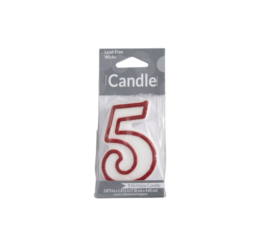 [025456] Vela Candle  3" Red Outlined #5