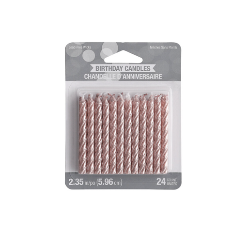 [025256] Velas Metallic Rose Gold Spiral 24 uds.