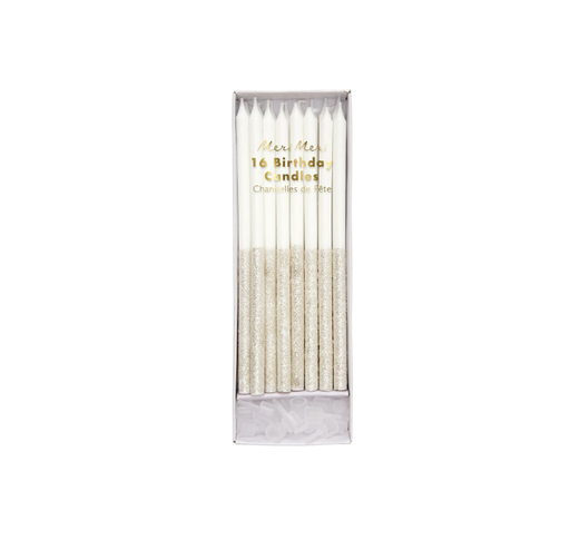 [024903] Velas Silver Glitter Dipped Candles                                   